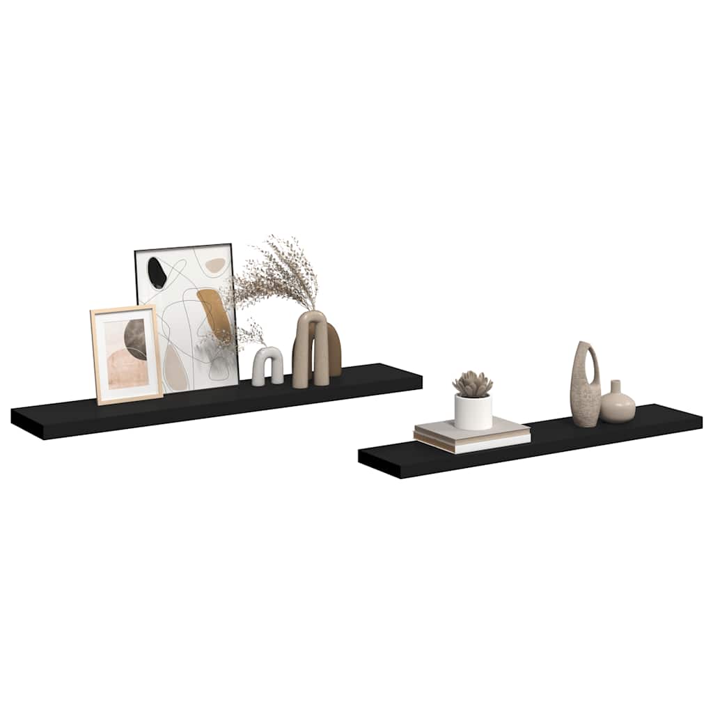 vidaXL Floating Wall Shelves 2 pcs Black 120x23.5x3.8 cm MDF