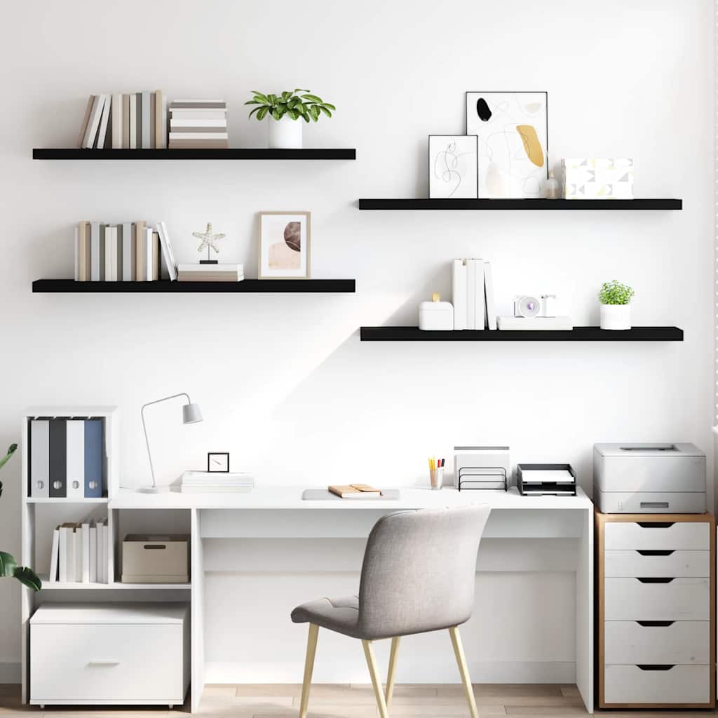 vidaXL Floating Wall Shelves 4 pcs Black 120x23.5x3.8 cm MDF