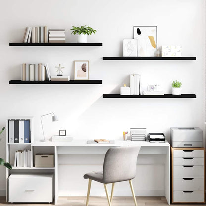 vidaXL Floating Wall Shelves 4 pcs Black 120x23.5x3.8 cm MDF