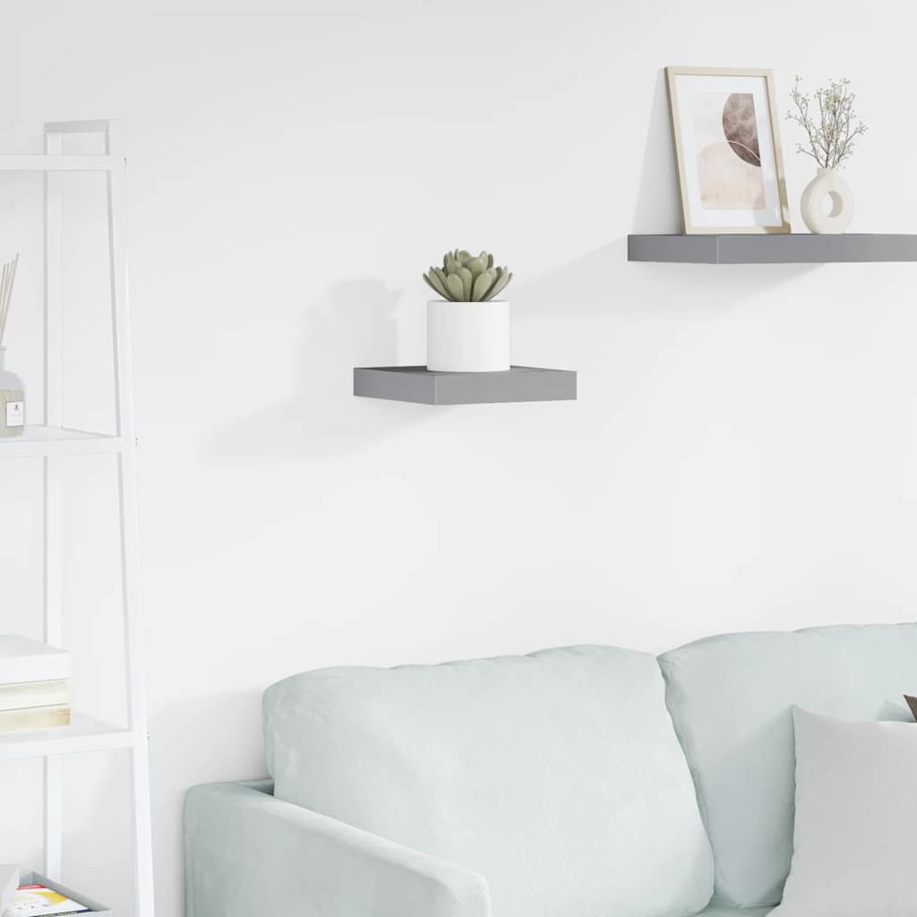 vidaXL Floating Wall Shelf Grey 23x23.5x3.8 cm MDF