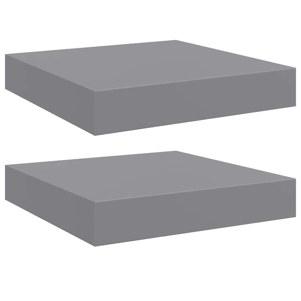 vidaXL Floating Wall Shelves 2 pcs Grey 23x23.5x3.8 cm MDF