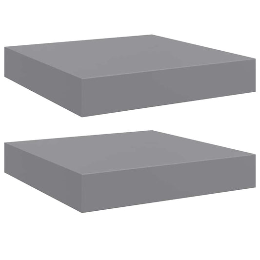 vidaXL Floating Wall Shelves 2 pcs Grey 23x23.5x3.8 cm MDF