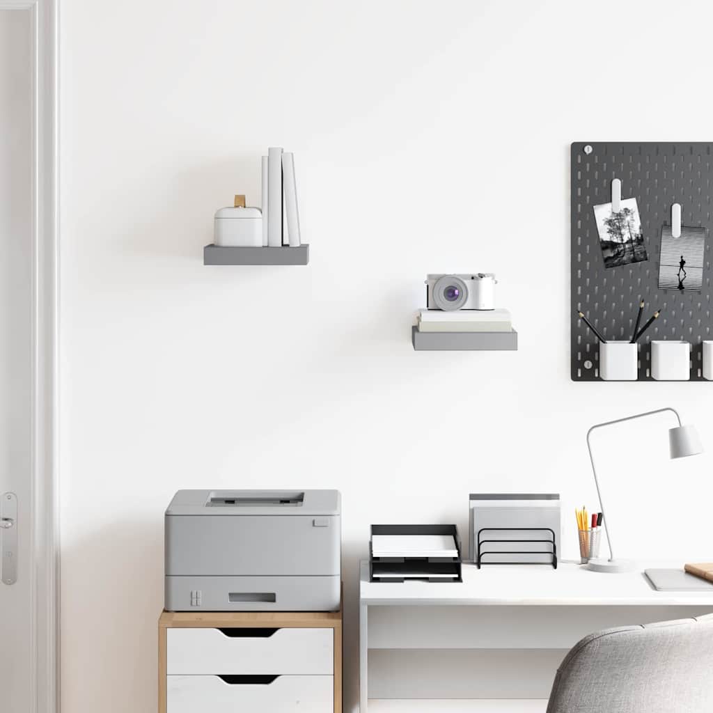 323845 vidaXL Floating Wall Shelves 2 pcs Grey 23x23,5x3,8 cm MDF