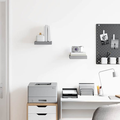323845 vidaXL Floating Wall Shelves 2 pcs Grey 23x23,5x3,8 cm MDF