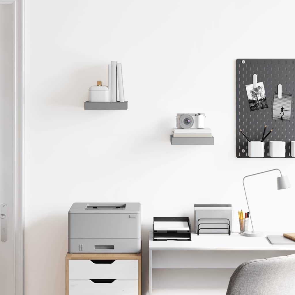 vidaXL Floating Wall Shelves 2 pcs Grey 23x23.5x3.8 cm MDF
