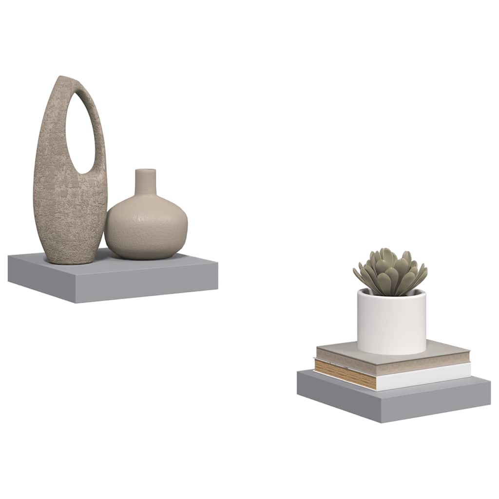 vidaXL Floating Wall Shelves 2 pcs Grey 23x23.5x3.8 cm MDF