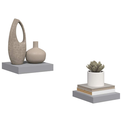 vidaXL Floating Wall Shelves 2 pcs Grey 23x23.5x3.8 cm MDF