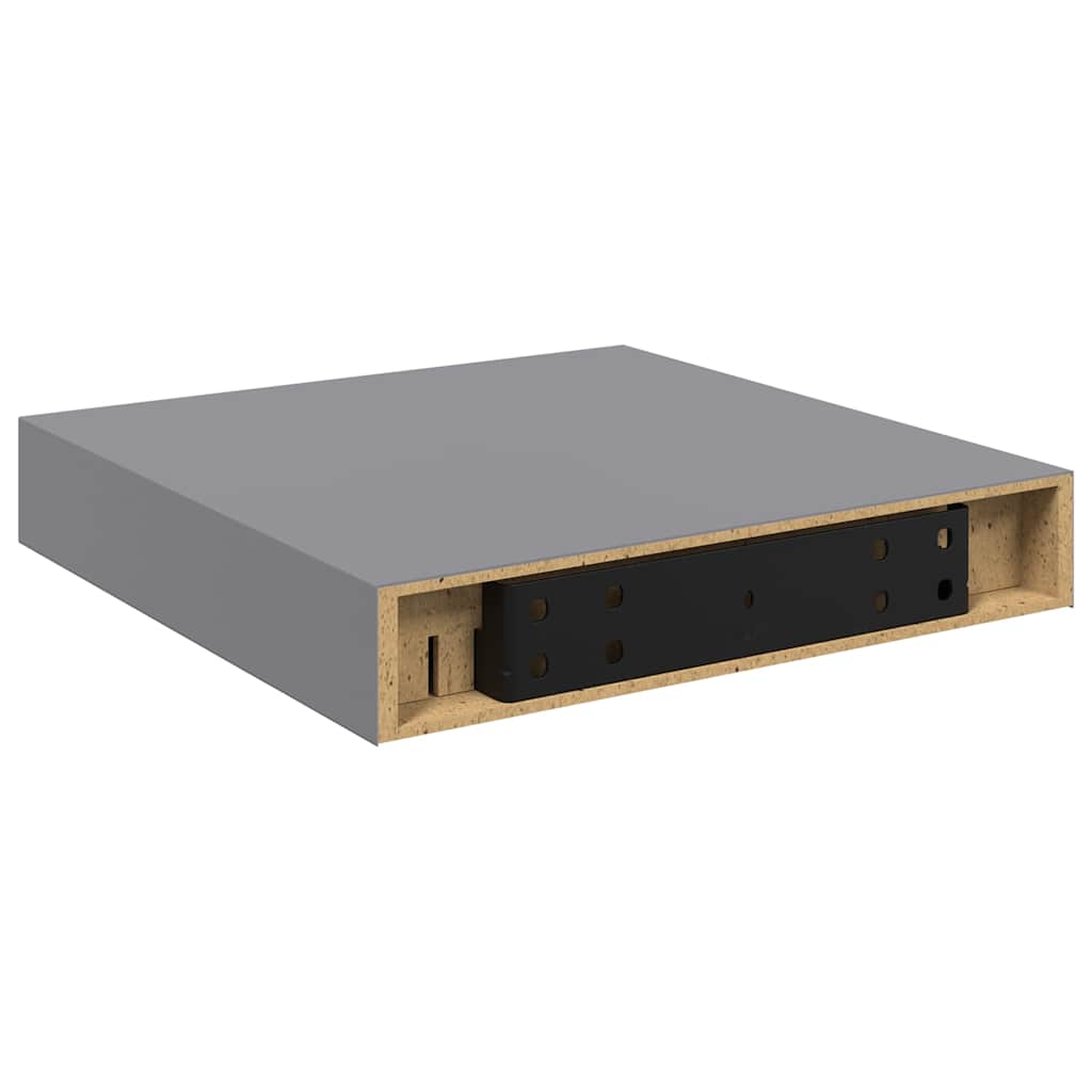 vidaXL Floating Wall Shelves 2 pcs Grey 23x23.5x3.8 cm MDF