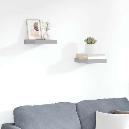 323845 vidaXL Floating Wall Shelves 2 pcs Grey 23x23,5x3,8 cm MDF