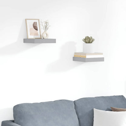 vidaXL Floating Wall Shelves 2 pcs Grey 23x23.5x3.8 cm MDF