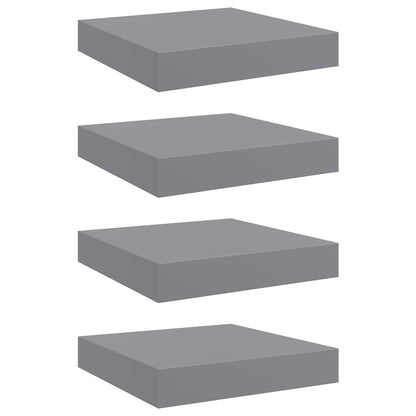 vidaXL Floating Wall Shelves 4 pcs Grey 23x23.5x3.8 cm MDF