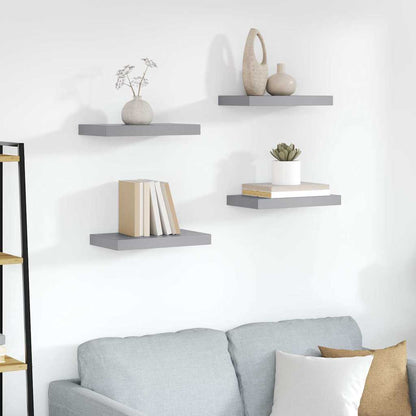 vidaXL Floating Wall Shelves 4 pcs Grey 23x23.5x3.8 cm MDF