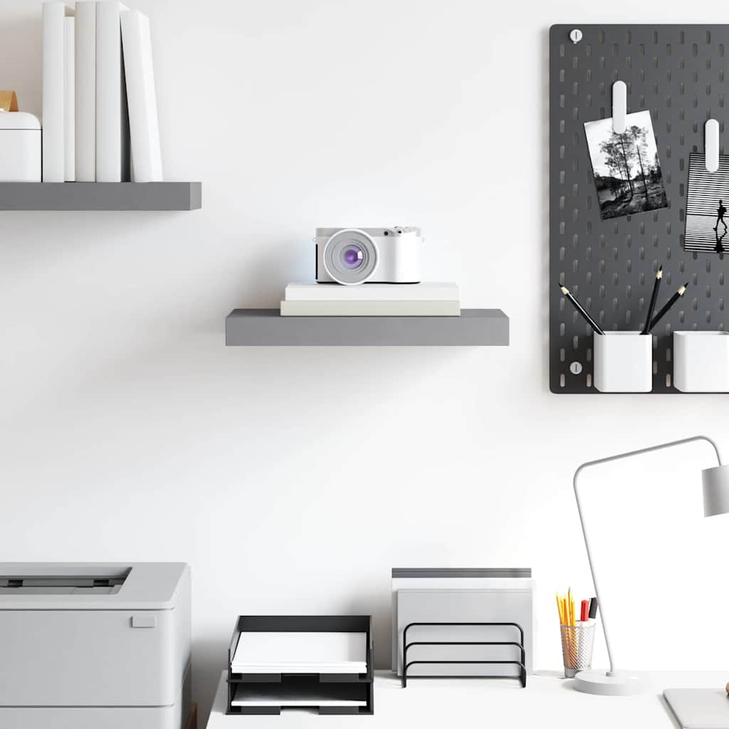 vidaXL Floating Wall Shelf Grey 40x23.5x3.8 cm MDF