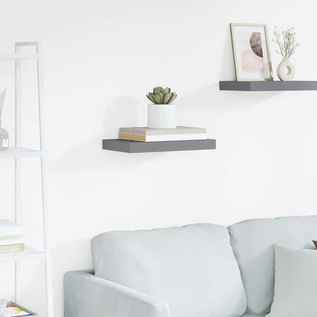 vidaXL Floating Wall Shelf Grey 40x23.5x3.8 cm MDF