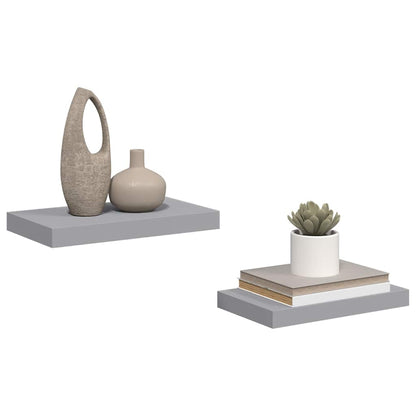 vidaXL Floating Wall Shelves 2 pcs Grey 40x23x3.8 cm MDF