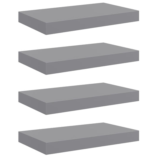 vidaXL Floating Wall Shelves 4 pcs Grey 40x23x3.8 cm MDF
