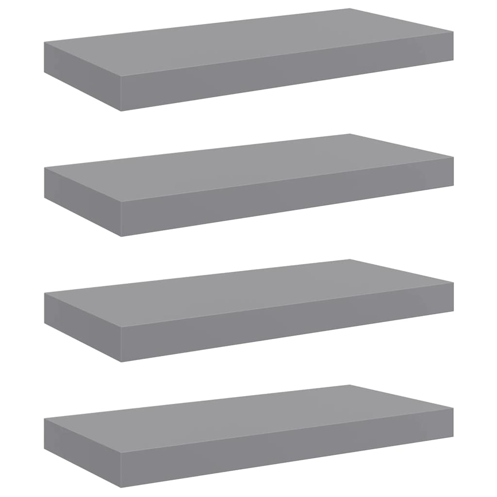 vidaXL Floating Wall Shelves 4 pcs Grey 50x23.5x3.8 cm MDF