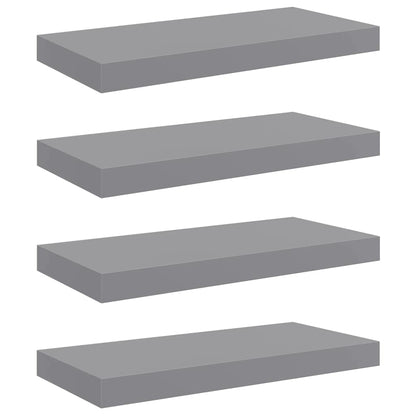 vidaXL Floating Wall Shelves 4 pcs Grey 50x23.5x3.8 cm MDF