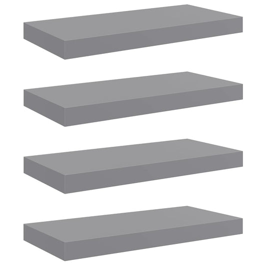vidaXL Floating Wall Shelves 4 pcs Grey 50x23.5x3.8 cm MDF