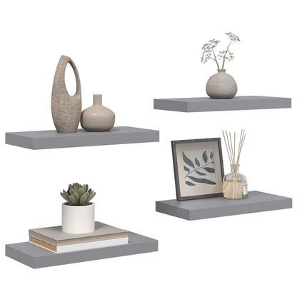 vidaXL Floating Wall Shelves 4 pcs Grey 50x23.5x3.8 cm MDF