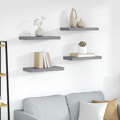 vidaXL Floating Wall Shelves 4 pcs Grey 50x23.5x3.8 cm MDF