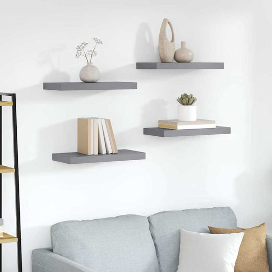 vidaXL Floating Wall Shelves 4 pcs Grey 50x23.5x3.8 cm MDF