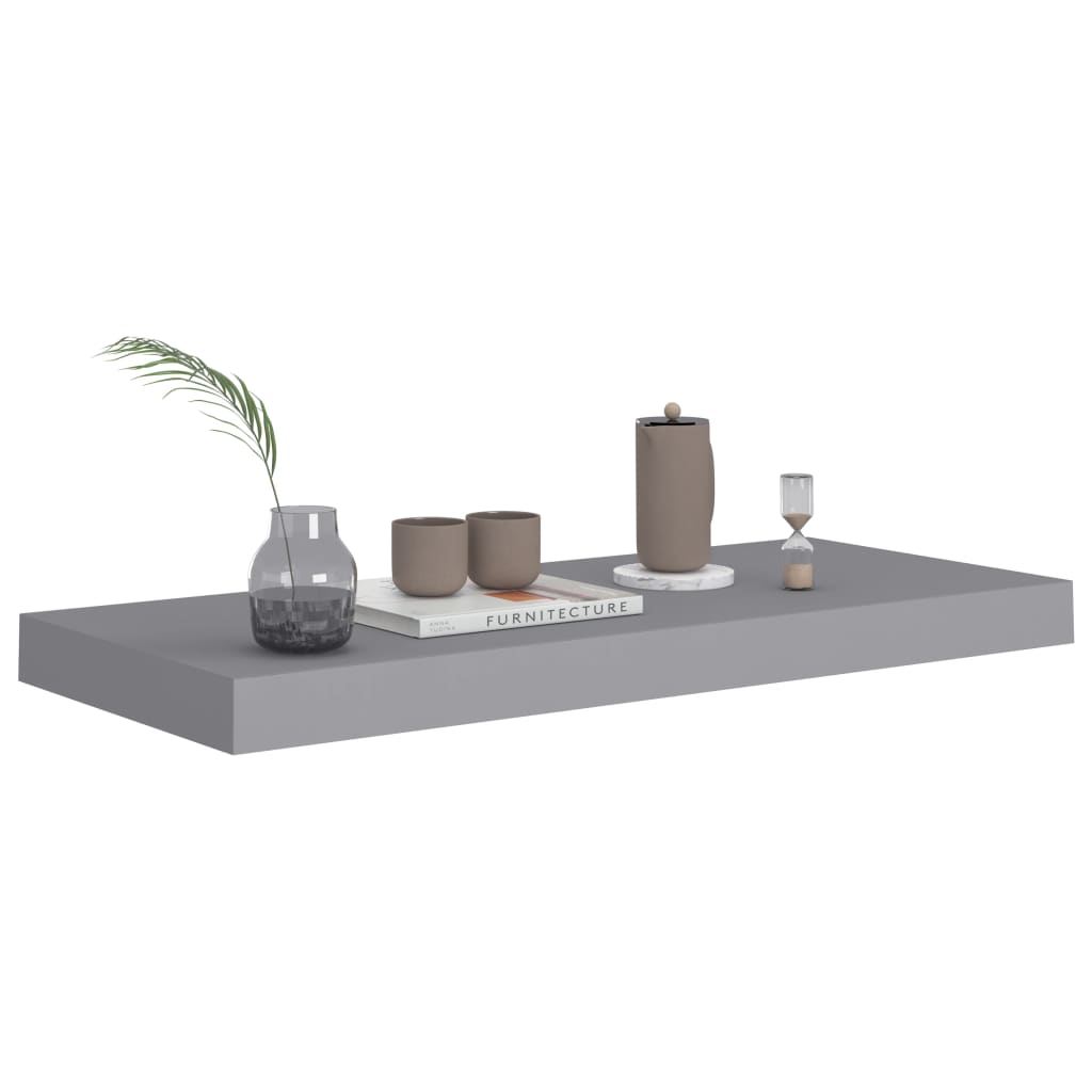vidaXL Floating Wall Shelf Grey 60x23.5x3.8 cm MDF