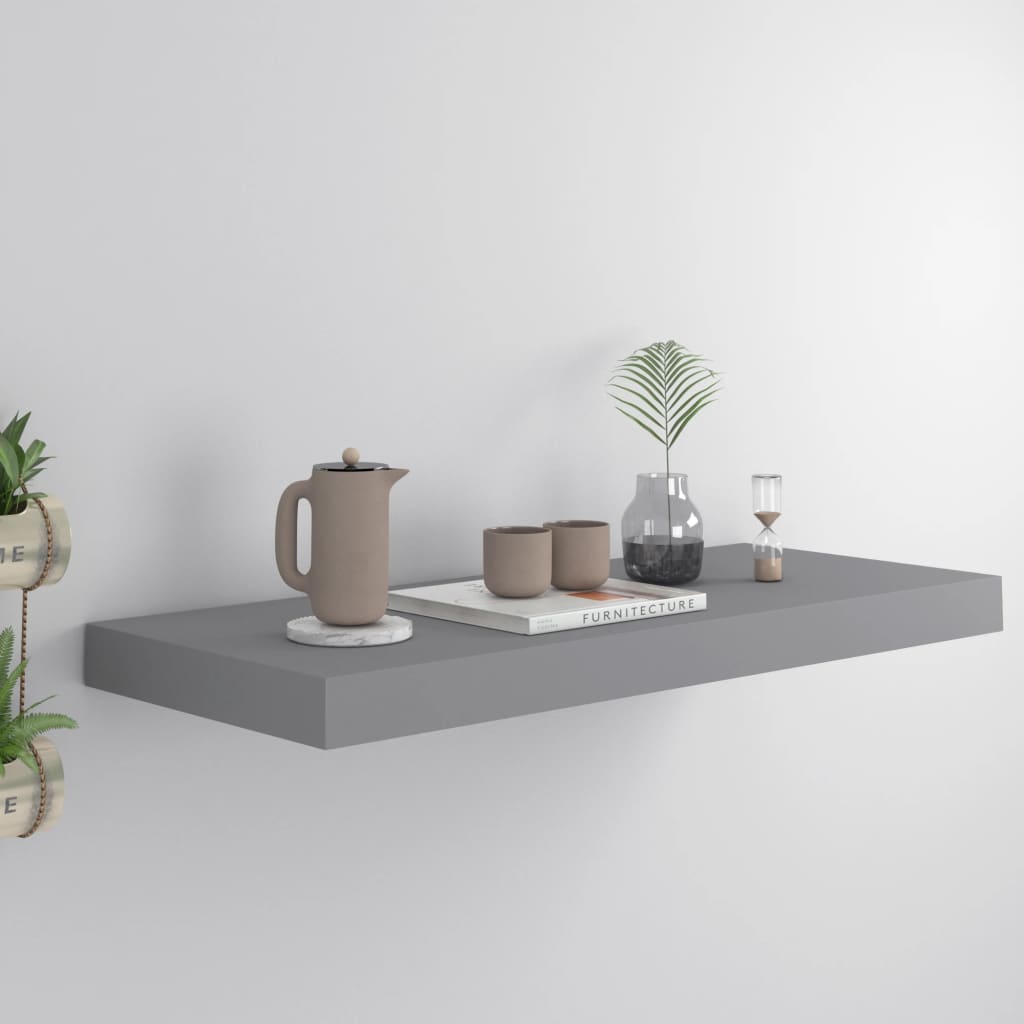vidaXL Floating Wall Shelf Grey 60x23.5x3.8 cm MDF