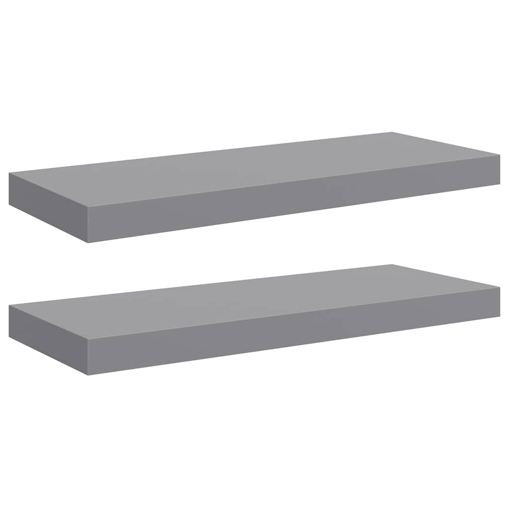 vidaXL Floating Wall Shelves 2 pcs Grey 60x23.5x3.8 cm MDF