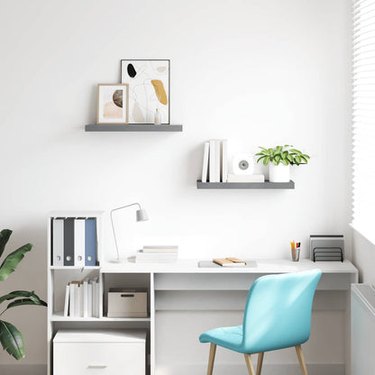 vidaXL Floating Wall Shelves 2 pcs Grey 60x23.5x3.8 cm MDF