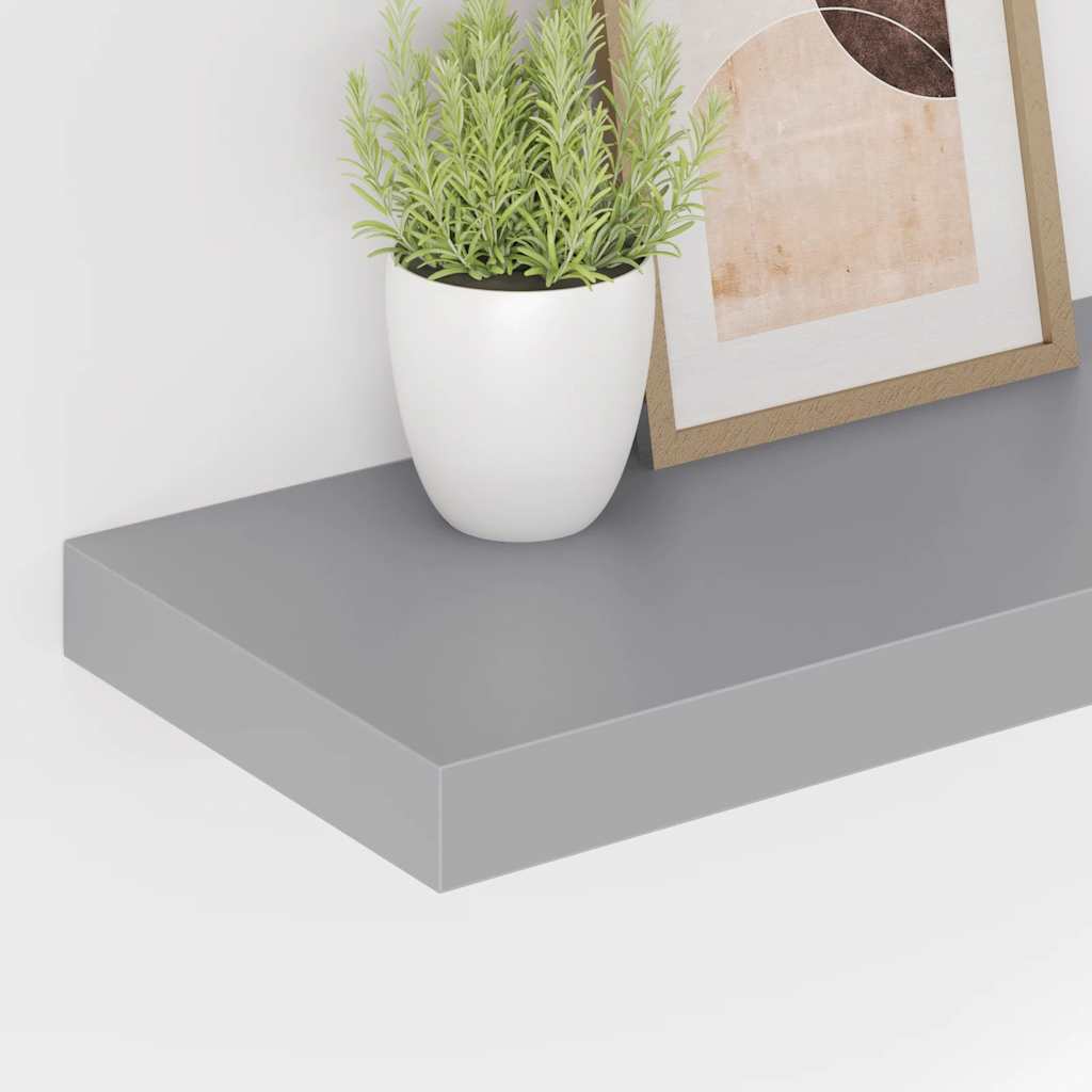 vidaXL Floating Wall Shelves 2 pcs Grey 60x23.5x3.8 cm MDF
