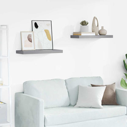 vidaXL Floating Wall Shelves 2 pcs Grey 60x23.5x3.8 cm MDF