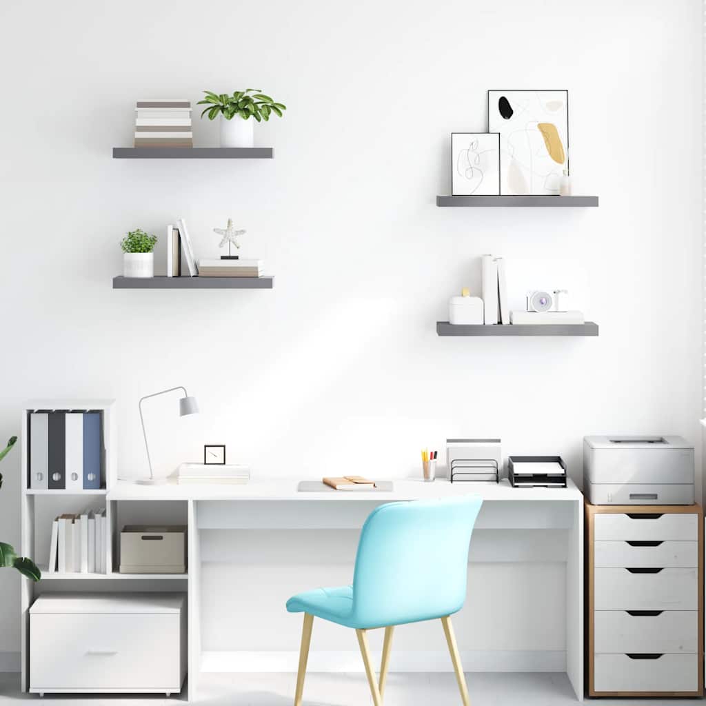 vidaXL Floating Wall Shelves 4 pcs Grey 60x23.5x3.8 cm MDF