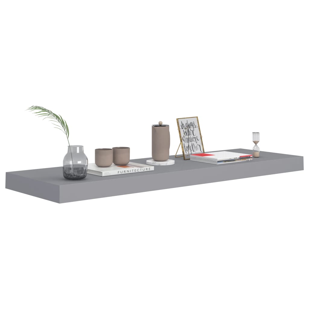 vidaXL Floating Wall Shelf Grey 80x23.5x3.8 cm MDF
