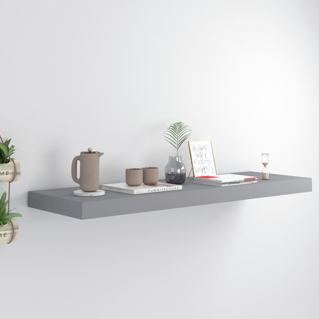 vidaXL Floating Wall Shelf Grey 80x23.5x3.8 cm MDF