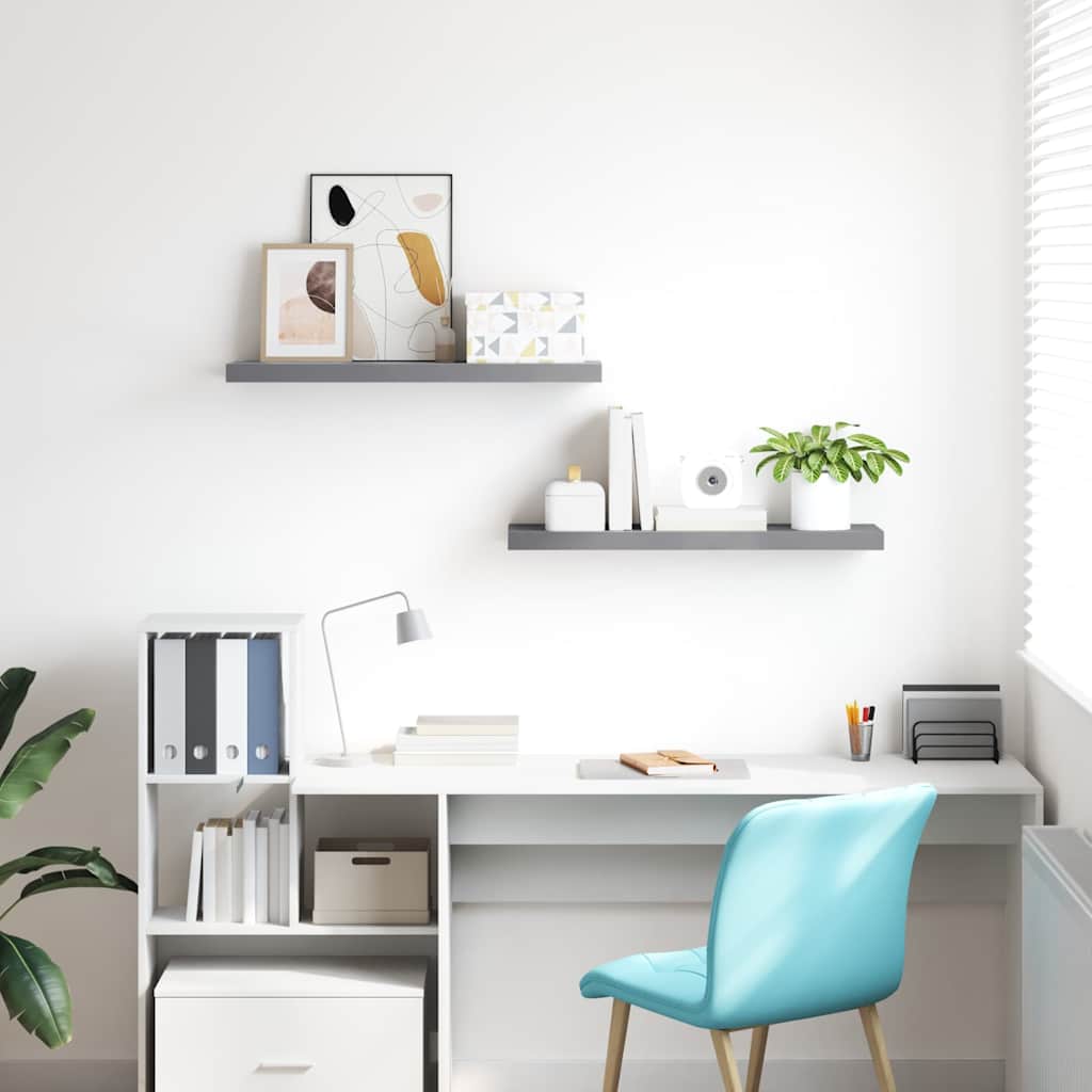 323857 vidaXL Floating Wall Shelves 2 pcs Grey 80x23,5x3,8 cm MDF