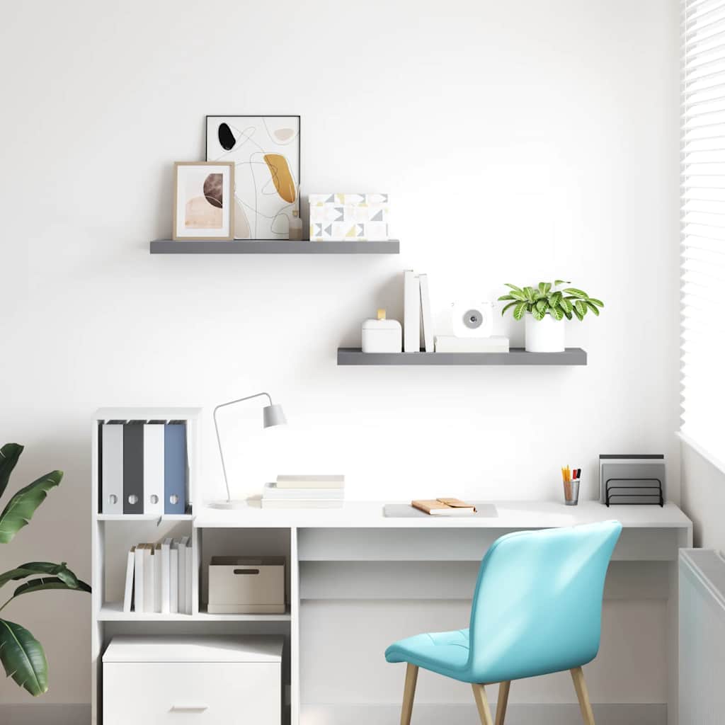 vidaXL Floating Wall Shelves 2 pcs Grey 80x23.5x3.8 cm MDF