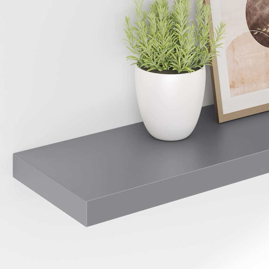 323857 vidaXL Floating Wall Shelves 2 pcs Grey 80x23,5x3,8 cm MDF