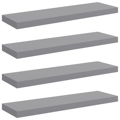 323858 vidaXL Floating Wall Shelves 4 pcs Grey 80x23,5x3,8 cm MDF