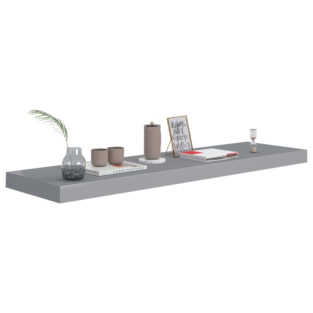 vidaXL Floating Wall Shelf Grey 90x23.5x3.8 cm MDF