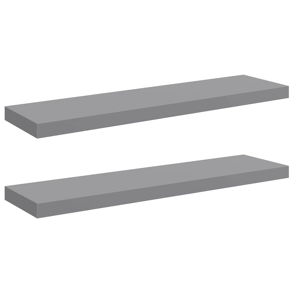 323860 vidaXL Floating Wall Shelves 2 pcs Grey 90x23,5x3,8 cm MDF