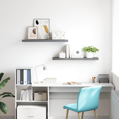 323860 vidaXL Floating Wall Shelves 2 pcs Grey 90x23,5x3,8 cm MDF