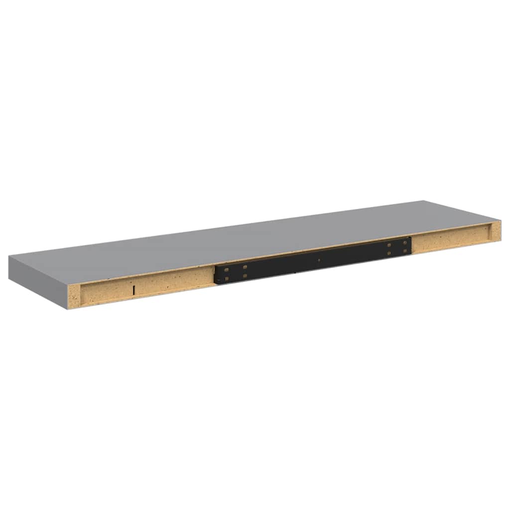 vidaXL Floating Wall Shelves 2 pcs Grey 90x23.5x3.8 cm MDF
