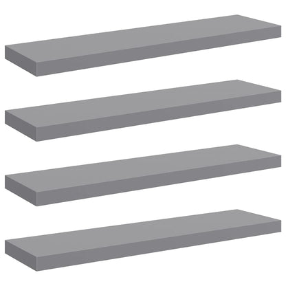 vidaXL Floating Wall Shelves 4 pcs Grey 90x23.5x3.8 cm MDF