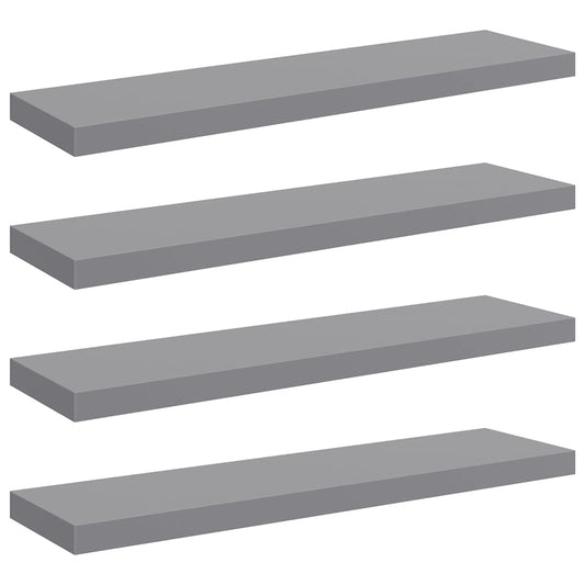 vidaXL Floating Wall Shelves 4 pcs Grey 90x23.5x3.8 cm MDF