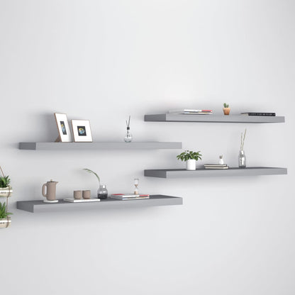 vidaXL Floating Wall Shelves 4 pcs Grey 90x23.5x3.8 cm MDF