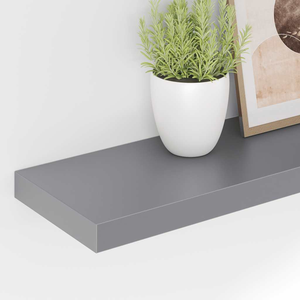 vidaXL Floating Wall Shelves 2 pcs Grey 120x23.5x3.8 cm MDF
