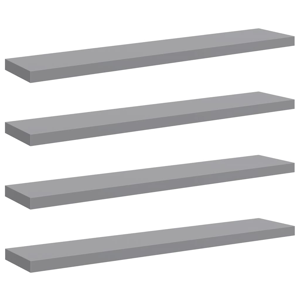 vidaXL Floating Wall Shelves 4 pcs Grey 120x23.5x3.8 cm MDF