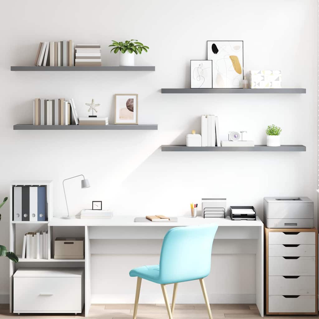 vidaXL Floating Wall Shelves 4 pcs Grey 120x23.5x3.8 cm MDF