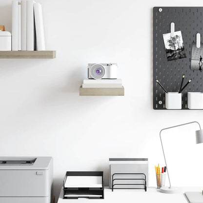 vidaXL Wall Shelf | Oak | Honeycomb MDF, Metal | Small | Wall Mounting